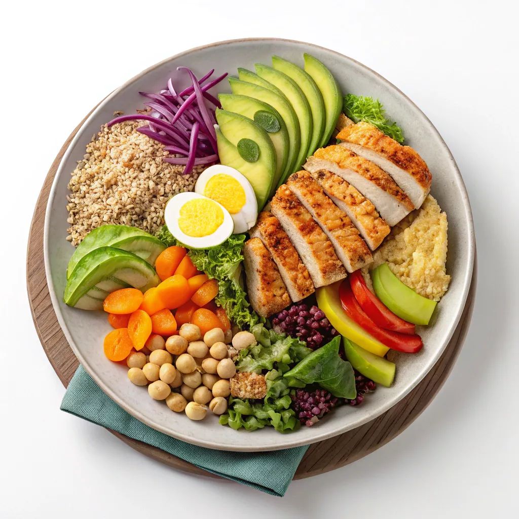 Abstract illustration of a balanced plate composition with soft geometric shapes